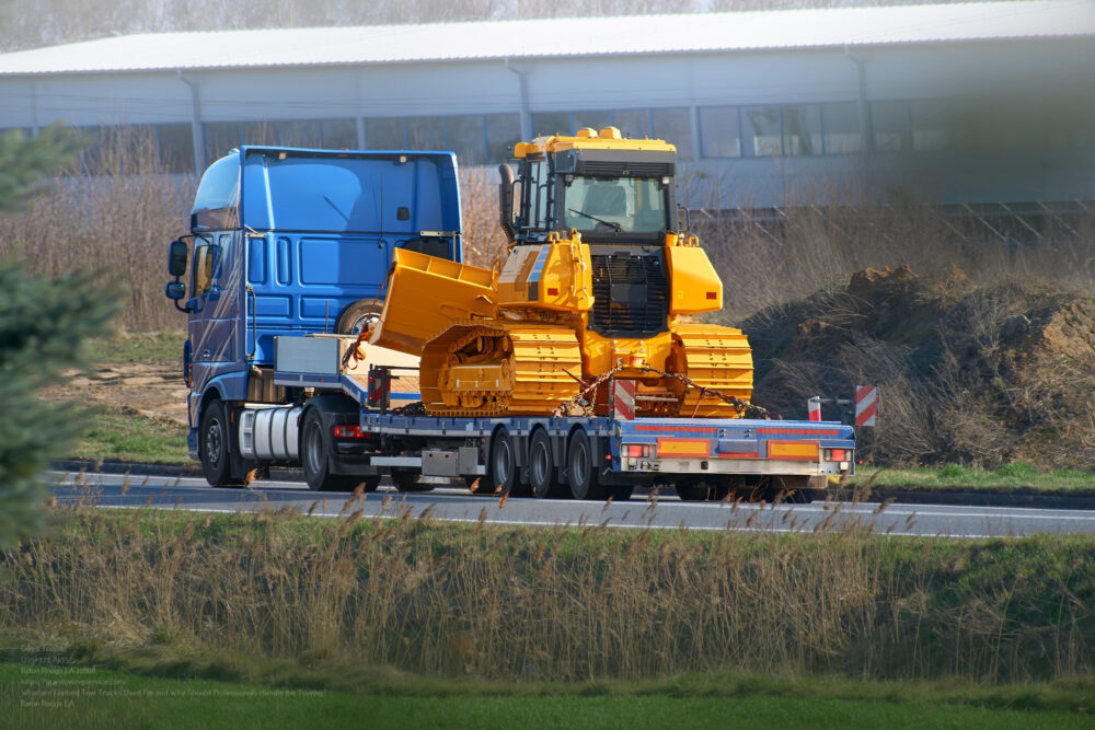 Heavy Machinery Truck Transports Yellow Construction Loader