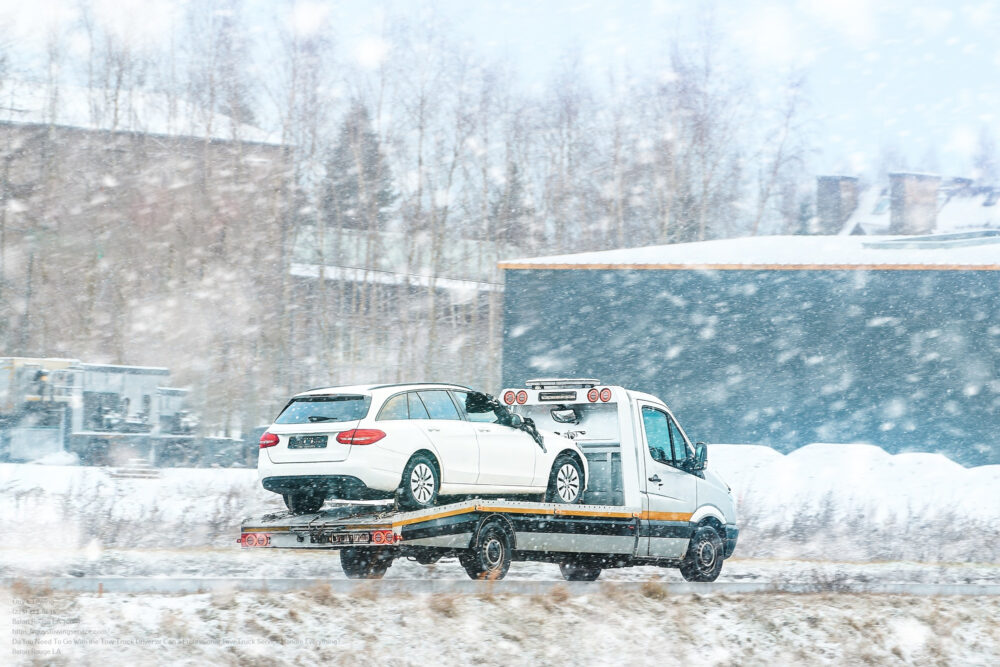 Snow Covered Road With Towing Service